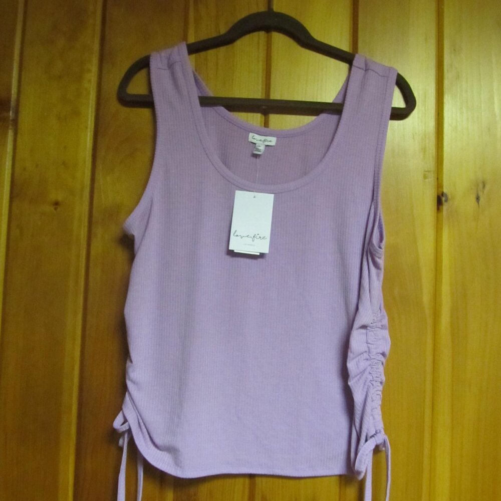 NWT Love Fire sz 1x Plus sz womens Lavender Purple tank Top Rouched sides